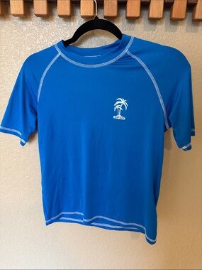 Kids Blue Short-Sleeve Rashguard Swim Shirt